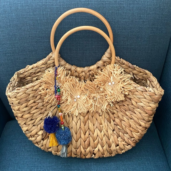 Bujibaja Bags Beach Bujibaha Woven Straw Tote Basket Summer Bag 
